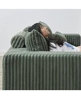 87" Oversized Sectional Lounge Chaise,No Assembly Required,Cloud Plush Loveseat with two Removable Footstool,Fluffy Modern Sleeper Chair for Indo