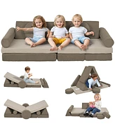 Qaba Modular Kids Play Couch, 12 pc Kids Couch for Playroom Bedroom,