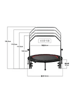 48" Foldable Mini Trampoline Max Load 300lbs, Fitness Rebounder with Adjustable Foam Handle, Exercise Trampoline for Adults Indoor/Garden Workout