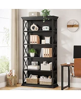Tribesigns 71 Inches 6-Tier Industrial Bookshelves and Bookcases, Floor Standing 5 Shelf Display Storage Shelves Tall Bookcase