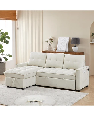 Streamdale Furniture 78.75" Reclining Sofa, Pull-Out Sofa Bed with Usb and tape-c charging ports