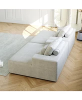 55-inch Chenille Sponge Sofa Lounge Chair,No Assembly Required,Fluffy Modern Sleeper Chair for Indoor Living Room Bedroom