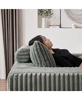 75-Inch Corduroy Sponge Sofa Lounge Chair,No Assembly Required,Fluffy Modern Sleeper Chair for Indoor Living Room Bedroom