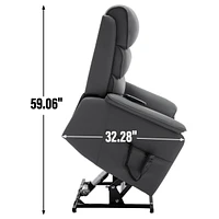 Grey Cat-proof Leather Dual Motor Infinite Position Up to 350 Lbs Power Lift Recliner Chair with Power-Remote, Heat Massage and Heavy Duty Motion Mech