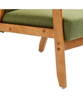 Accent Chairs Set of 2 with Side Table, Mid Century Modern Accent Chair, Wood and Fabric Armchairs Side Chair, Lounge Reading Comfy Arm Chair for Livi