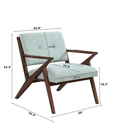 30" Mid-Century Modern Accent Chair with Plush Cushions, Angled Arm Design, and Sturdy Solid Wood Frame – Perfect for Cozy Living Room, Be