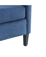 Living Room Chairs, Accent Armchair with lumbar pillow, Elegant Bedroom Reading Chair, Mid-Century Design, Upholstered Sofa Chair, Blue