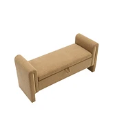 Modern Teddy Bed End Bench with Arms and Storage,Upholstered Large Foot Rest Stool, Comfy Window Vanity Bench for Living Room,Bedroom,Dorm,Coffee Tabl