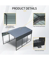 Streamdale Furniture Outdoor Carport, 10 X 15 Ft Carport, Heavy Duty Carport Canopy with Galvanized Steel Roof and Frame, Metal Carport Large Garage f