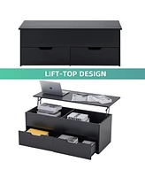 Lift-Top Coffee Table with Storage Center Tables Hidden Compartment & 2 Drawers, Sofa Table For Living Room