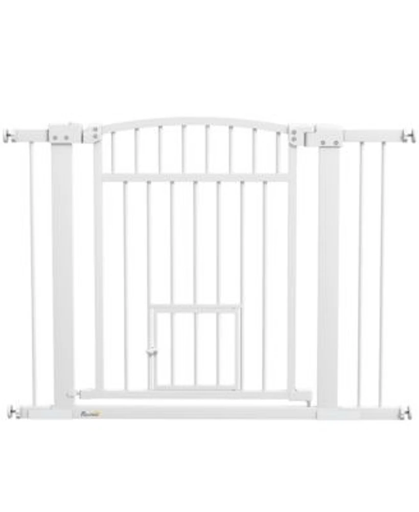 Pawhut 30 41 Dog Gate W Cat Door 3 Inch 5.5 Inch Extension Kit 30 H