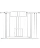 Pawhut 30 41 Dog Gate W Cat Door 3 Inch 5.5 Inch Extension Kit 30 H