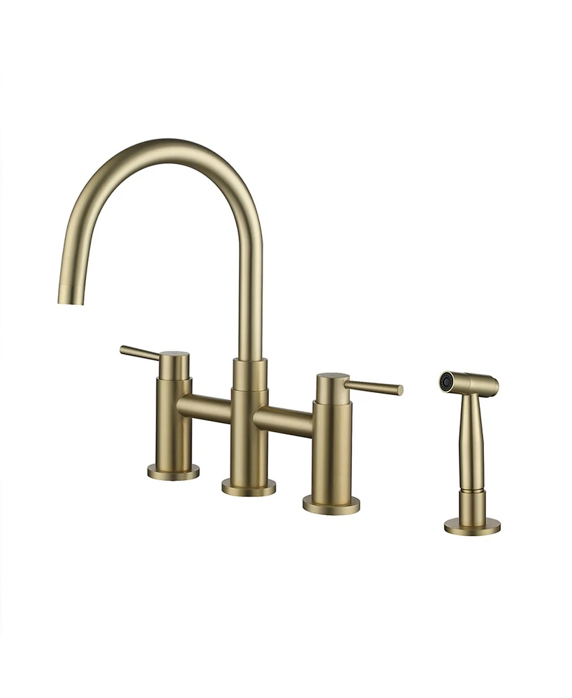 Mondawe 3-Hole Pull-Down Sprayer Kitchen Faucet with Side