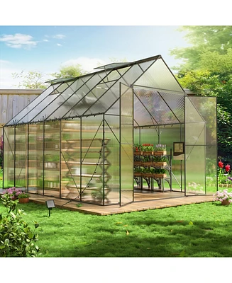 Streamdale Furniture 8x12 Ft Greenhouse for Outdoors,Heavy Duty Polycarbonate Greenhouse,Large Walk-in Greenhouse with Roof Vent,Aluminum Hot House fo