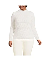 Lands' End Plus Long Sleeve Brushed Lace Mock Neck Top