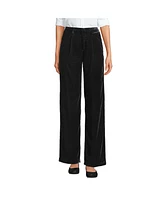 Lands' End Women's Velvet High Rise Pleated Wide Leg Pants