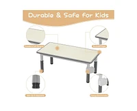 gaomon Kids Table and 6 Chairs Set with Storage Box, Height Adjustable Toddler Table and Chair Set for Ages 2-10, Graffiti Desktop, Non-Slip Legs