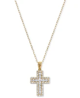 Diamond Cross Pendant Necklace (1/2 ct. t.w.) in 14k Gold, 16" + 2" extender