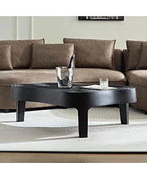 47.24''Fiberglass Clound Coffee Table for Living Room,Matte Black Relief Table front of the Sofa, Irregular Center Table for Apartment,No Need Assembl
