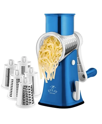 Rotary Cheese Grater with 5 Interchangeable Stainless Steel Blades