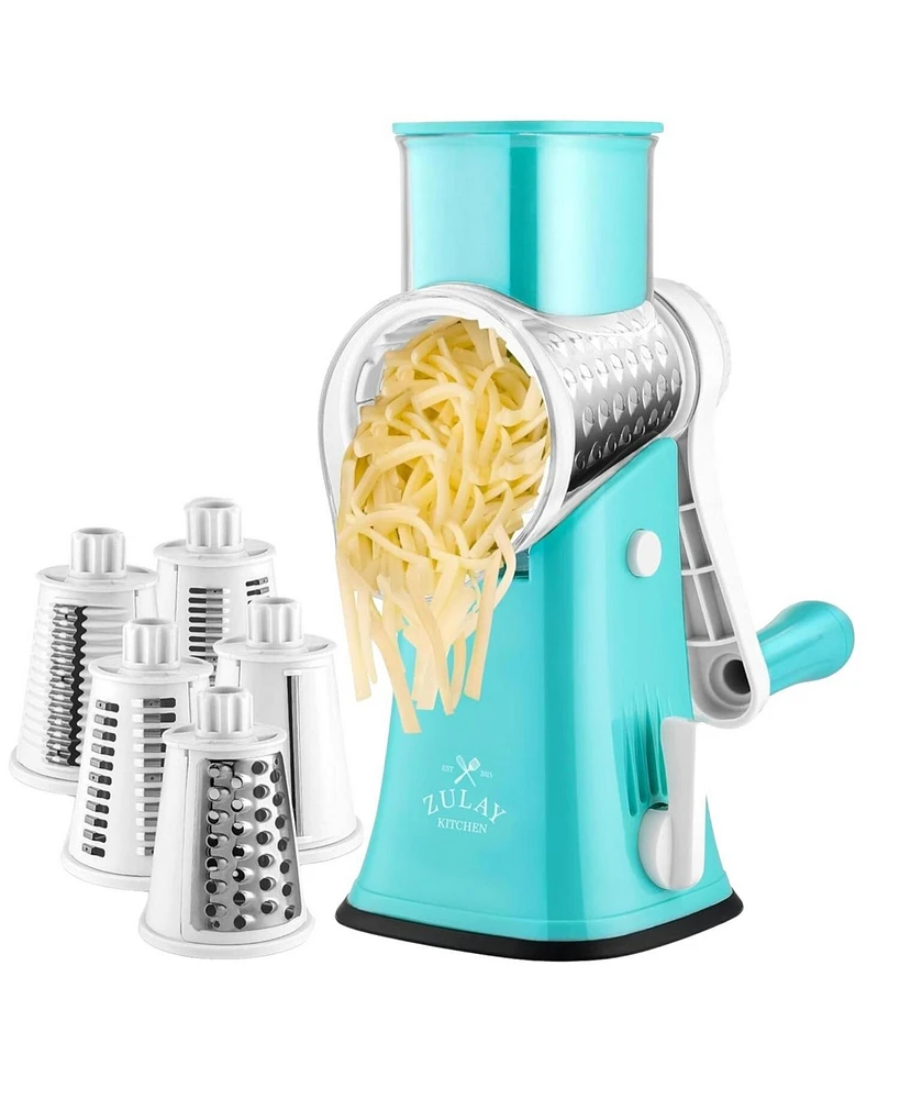 Rotary Cheese Grater with 5 Interchangeable Stainless Steel Blades