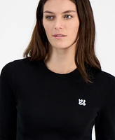 Hugo Women's Cotton Slim-Fit Long-Sleeve Logo Top