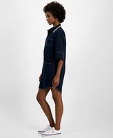 Tommy Hilfiger Women's Contrast-Stitched Button-Placket Popover Dress