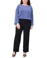 Msk Plus Jersey-Knit Contrast-Cuff Long-Sleeve Top