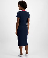 Tommy Hilfiger Women's V-Neck Button-Front Midi Dress