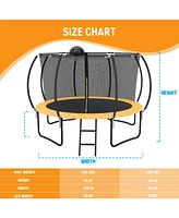 12 Ft Pumpking Trampoline Inside Safety Net With Basketball Hoop