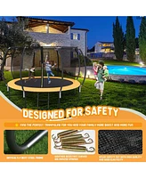 12 Ft Pumpking Trampoline Inside Safety Net With Basketball Hoop