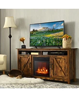 Gymax 60'' Industrial Fireplace Tv Stand W/ 18'' 1400W Electric Fireplace