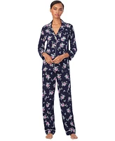 Lauren Ralph Women's Floral Notched-Collar Pajama Set