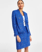 I.n.c. International Concepts Women's Collarless Tweed Blazer, Exclusively at Macy's