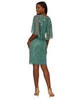 Adrianna Papell Women's Beaded Cape-Sleeve Sheath Dress