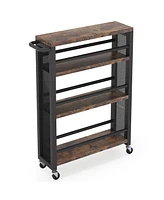 Tribesigns 4-Tier Narrow Rolling Carts with Wheels and Handle,Slim Storage Cart