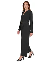 Calvin Klein Women's Belted Long-Sleeve Jumpsuit