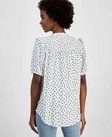 Tommy Hilfiger Women's Dot-Print Smocked-Yoke Shirt