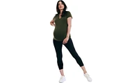 Women's Essential Stretch Secret Fit Over the Belly Maternity Crop Leggings - Motherhood