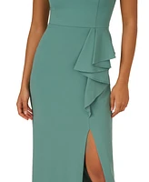 Adrianna Papell Women's Crepe Embellished-Neckline Column Sheath Gown