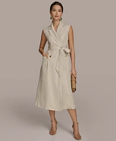 Donna Karan New York Women's Linen-Blend A-Line Shirtdress