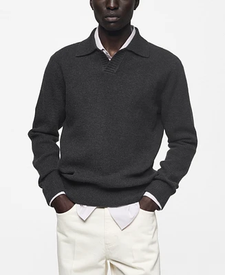 Mango Men's Knit Polo-Collar Sweater