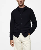 Mango Men's Rib-Knit Wool-Blend Cardigan