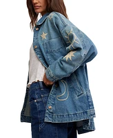 Free People Women's Madison Embroidered Denim Shirt Jacket