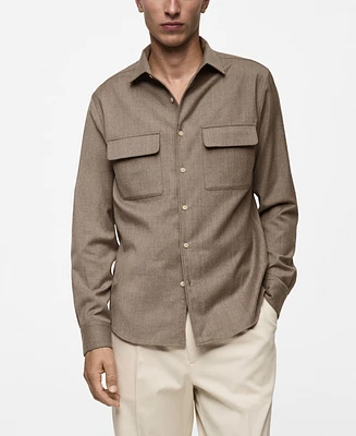 Mango Men's Pockets Detail Wool Shirt