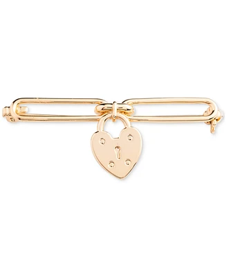 Lauren Ralph Lauren Gold-Tone Heart Lock Paperclip Link Pin