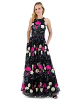 Eliza J Petite Embroidered Tulle Ball Gown