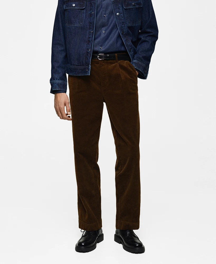 Mango Men's Regular-Fit Corduroy Pants