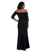 Eliza J Petite Embellished Off-the-Shoulder Gown