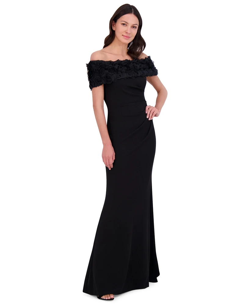 Eliza J Women's Off-The-Shoulder Side-Ruched Gown